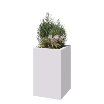 Poliester Korito za rože - Kvadrat - 50 x 50 x 80 cm - RAL9010 mat (bela) - Z dnom