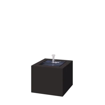 Aluminijasta fontana - Lyra - 50 x 50 x 40 cm - RAL9005 mat (črna) - Z LED osvetlitvijo